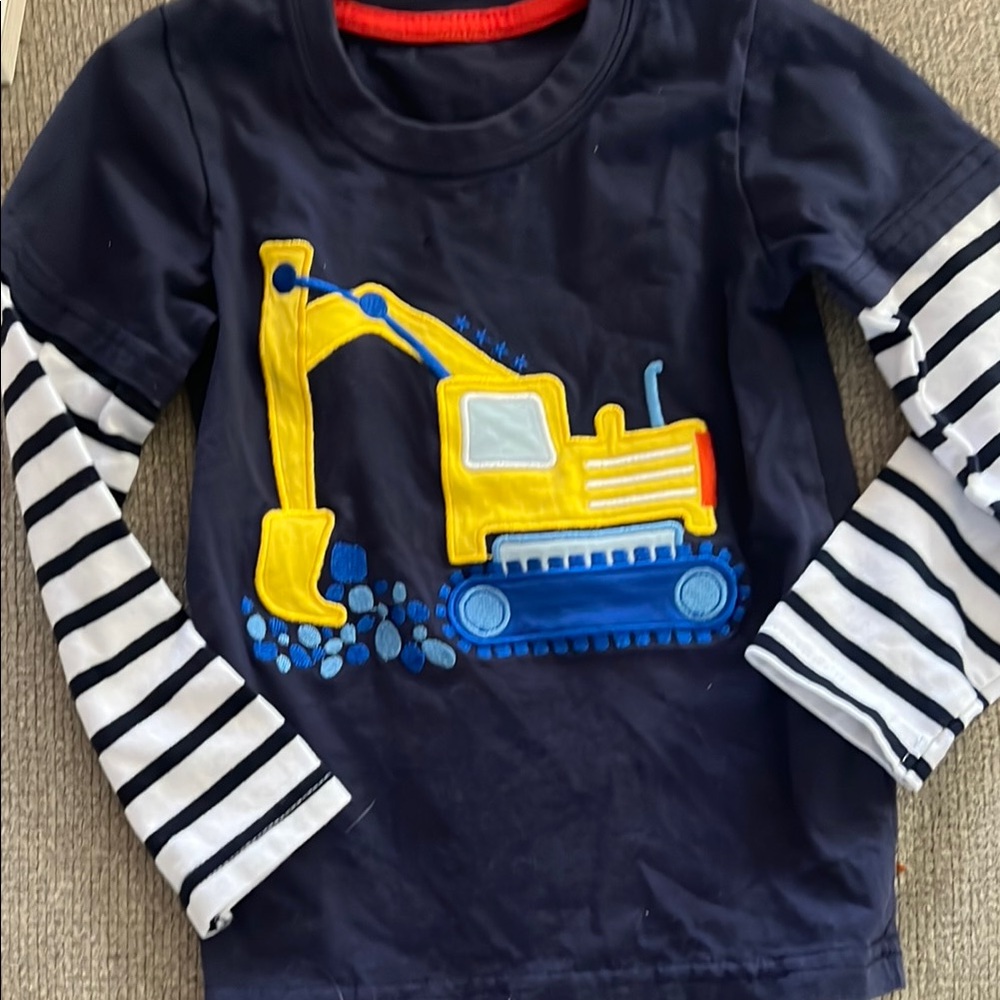 Kids Navy Blue Excavator Shirt